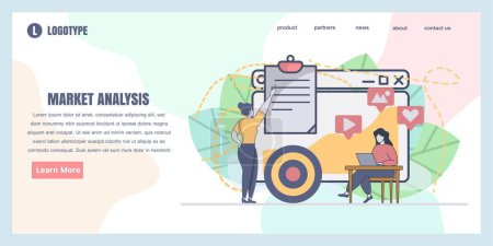 Web page design templates for data market analysis concept illustration, perfect for web page design, banner, mobile app, landing page, Flat Vector illustration