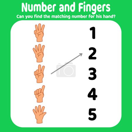 tarjetas de memoria entrenar a los niños para que coincida con los símbolos de mano con números. Bueno para que las habilidades motoras de los niños cuenten y capaciten a los niños para enfocarse