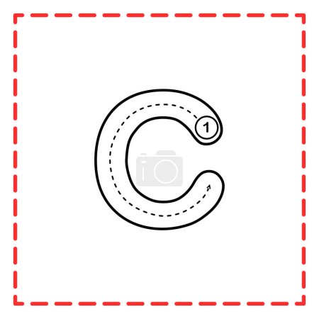 letter C for writing practice. Alphabet tracing is good for practicing children writing letters.