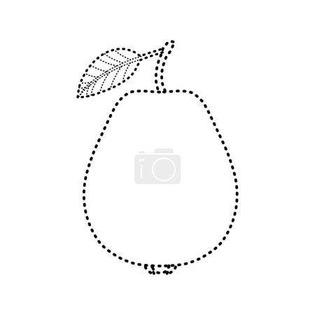 dibujo en línea punteada de una fruta de guayaba