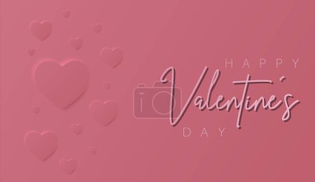 Happy Valentine 's Day Tapete oder Banner mit Herzen. Schöner papiergeschnittener Herzrahmen auf rosa Hintergrund. Vektor-Illustration für kosmetische Produktpräsentation, Valentinstag-Festival-Design, Präsentation