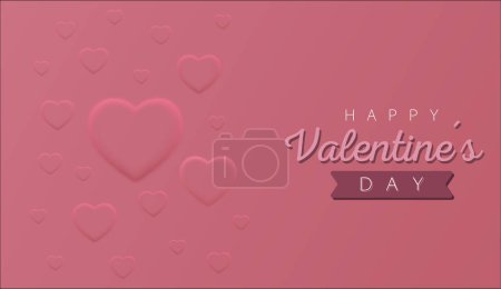 Illustration for Happy Valentine's day wallpaper or banner with hearts. Beautiful paper cut heart frame on rose background. Vector illustration for cosmetic product display, valentine day festival design, presentation - Royalty Free Image