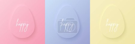 Conjunto de diseño de marco de forma de huevo 3D de color pastel. Colección de telón de fondo geométrico para la exhibición de productos de Pascua, diseño del festival de primavera, tarjeta de Pascua feliz, presentación, pancarta de lujo, cubierta y web.