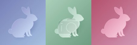 Conjunto de diseño en forma de conejo 3D de color pastel. Colección de elementos de conejo para productos de Pascua, diseño de festivales de primavera, tarjeta de Pascua feliz, presentación, pancarta de lujo, portada y web.