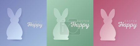 Set of pastel colored 3D rabbit shape design. Collection of bunny elements for easter product, spring festival design, happy easter card, presentation, luxury banner, cover and web.
