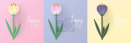 Ensemble de design de cadre en forme de fleur 3D de couleur pastel. Collection d'éléments pour les produits de Pâques, conception de festival de printemps, carte de Pâques heureuse, présentation, bannière de luxe, couverture et web.
