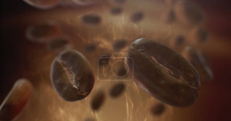 Photo for Freshly Roasted Coffee Beans with Steamy Blurred Background - Royalty Free Image