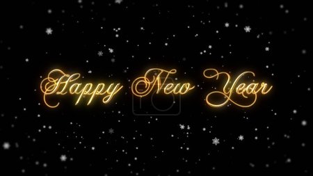 Photo for Happy New Year wishes with snowfall on black background - Royalty Free Image