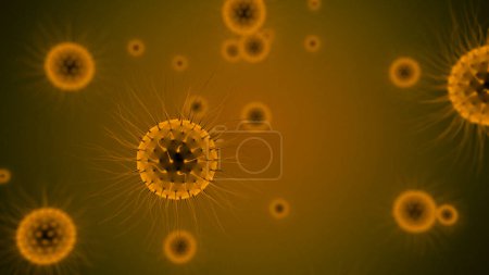 Photo for 3D illustration of a neon yellow spiky virus cell - Royalty Free Image