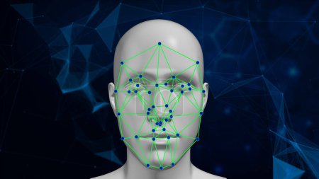Photo for Advanced Biometric Facial Recognition for Enhanced Security - Royalty Free Image