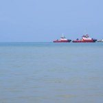 Three Types Of Tankers Carrying Mining Goods, In The Middle Of The Cape Sea, Indonesia