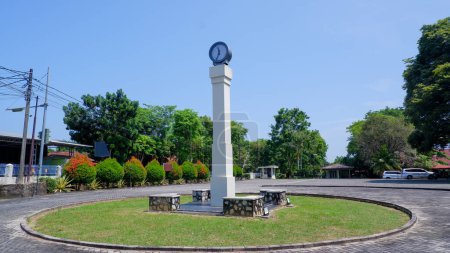 Clock (Time) Monument In The Garden Of The Tin Museum In The City Of Muntok, Indonesia