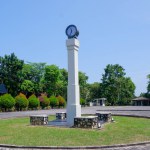 Clock (Time) Monument In The Garden Of The Tin Museum In The City Of Muntok, Indonesia