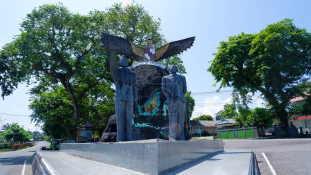 Photo for Sukarno Hatta Monument In The Middle Of The Main Road In Muntok City, West Bangka, Indonesia - Royalty Free Image