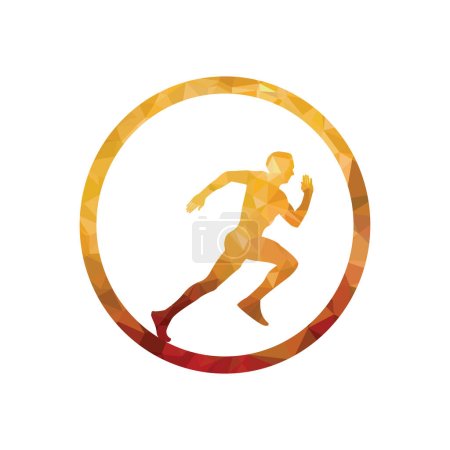 Illustration for Running man simple inside of ring golden pattren color. - Royalty Free Image