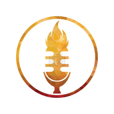 Illustration for Podcast fire hot talk Illustration of a microphone icon with a fire design on a white background - Royalty Free Image