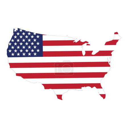 Téléchargez les illustrations : Drapeau national des États-Unis d'Amérique sur la carte illustration vectorielle fond gris. - en licence libre de droit