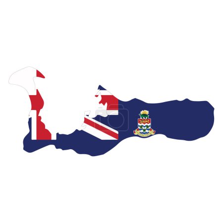 Téléchargez les illustrations : Îles Caïmans Territoire d'outre-mer britannique illustration vectorielle drapeau et carte logo conception détaillée - en licence libre de droit