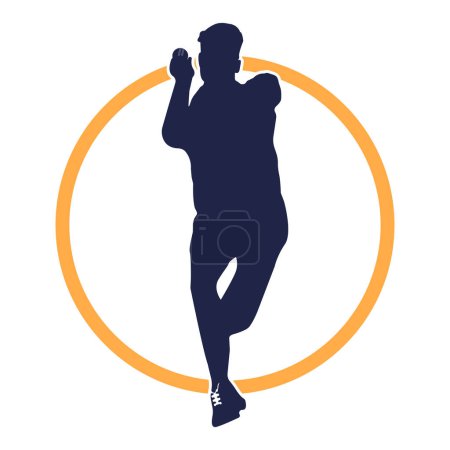 Illustration for Cricket bowling fast bowler inside a ring vector illustration - Royalty Free Image