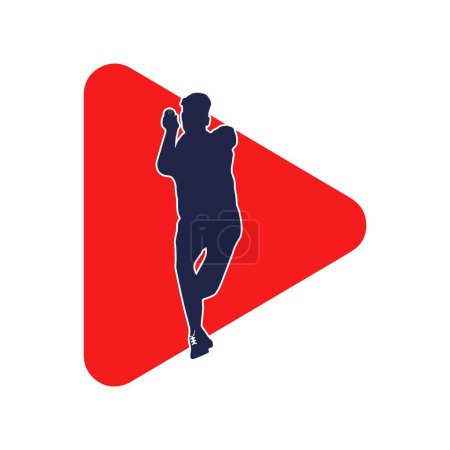 Téléchargez les illustrations : Cricket bowling rapide bowler intérieur bouton de jeu icône vectorielle illustration - en licence libre de droit