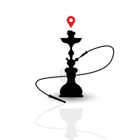 Illustration for Hookah Arabian Shisha with location pin point design vector illustration - Royalty Free Image