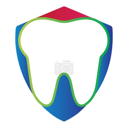 Illustration for Tooth logo dental care with shield shape vector illustration - Royalty Free Image