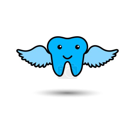 Illustration for Tooth logo dental care with flying wings vector illustration - Royalty Free Image