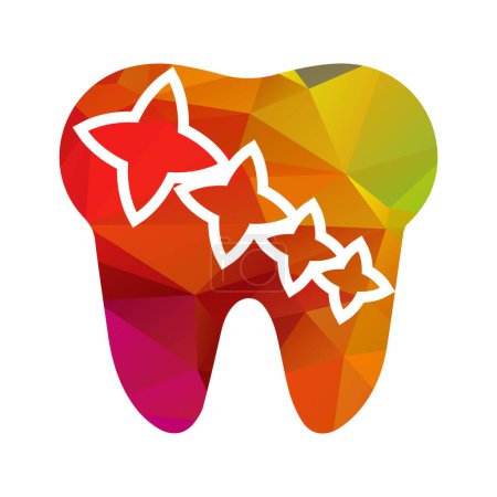 Illustration for Tooth logo design template with stars - Royalty Free Image
