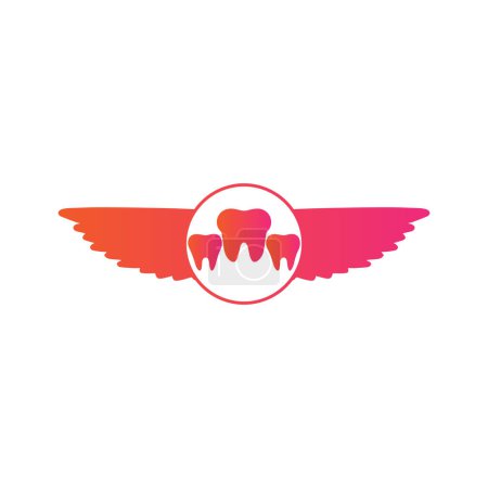 Illustration for Teethes with wings simple template vector illustration - Royalty Free Image