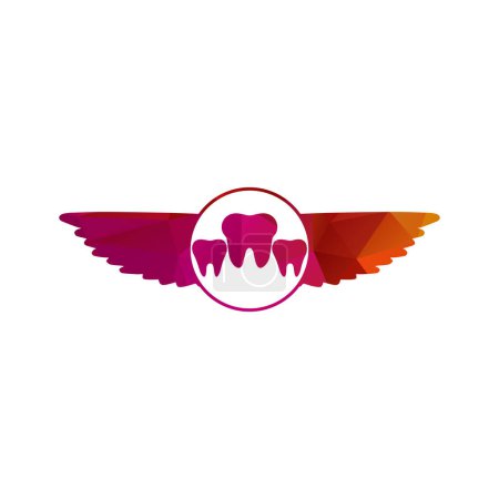 Illustration for Teethes with wings simple template vector illustration - Royalty Free Image