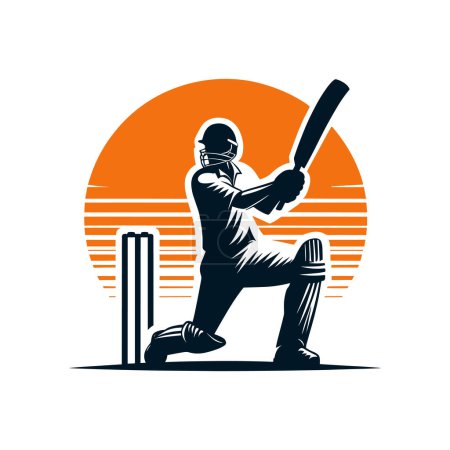 Ilustración de Logo del jugador de críquet jugando concepto corto - Imagen libre de derechos