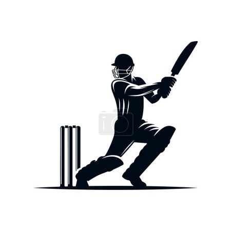 Illustration for Cricket Player Logo Playing Short Concept - Royalty Free Image