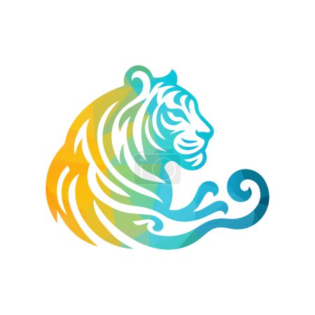 Illustration for Roaring tiger logo design vector illustration - Royalty Free Image