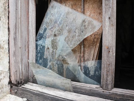 Photo for A broken window of abandoned building - Royalty Free Image
