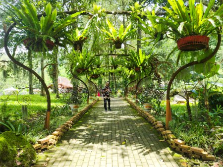 Foto de Una vista del taman kemesraan. indonesia turismo spot. hermosa arquitectura y naturaleza como el río, el árbol y el bosque. malang, indonesia - 6 maret 2024 - Imagen libre de derechos