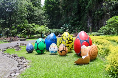 Photo for Giant easter eggs in taman kemesraan. malang, indonesia - 10 april 2024 - Royalty Free Image