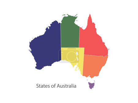 Ilustración de Mapa de Australia con coloridos estados y regiones. - Imagen libre de derechos