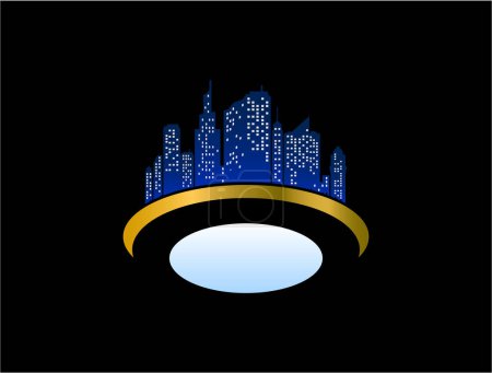 Illustration for City skylines logo template. useful for business brand - Royalty Free Image