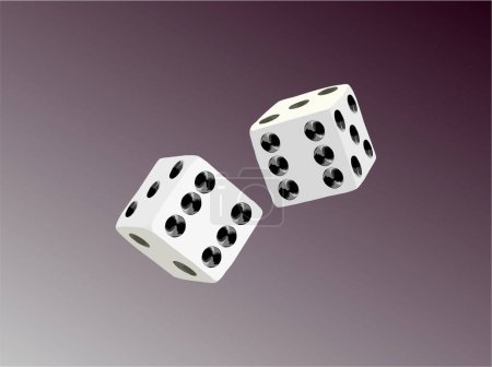 Illustration for Two white dice are rolled for a draw - Royalty Free Image