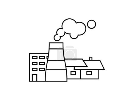 Téléchargez les illustrations : Icône de bâtiment d'usine minière dans le style de dessin à la main ligne - en licence libre de droit