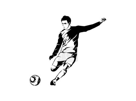 figura del jugador de fútbol, estilo patada libre, vector