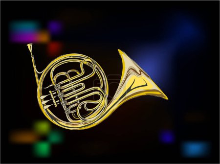 Illustration for French horn music instruments, vector illustration - Royalty Free Image