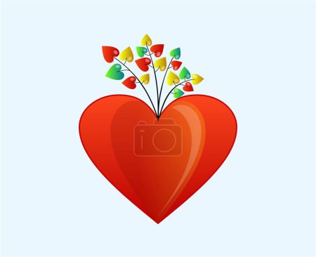 Ilustración de Flor abstracta del corazón, símbolo de San Valentín y elementos de diseño - Imagen libre de derechos