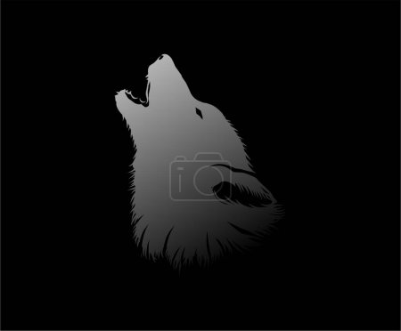 Illustration for Howling wolf on a dark background, vector illustration - Royalty Free Image