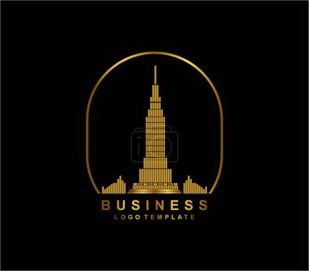 Illustration for Construction company logo template in gold colors - Royalty Free Image