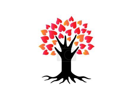 Illustration for Beautiful tree with heart shaped leaves vector illustrations, printable image - Royalty Free Image