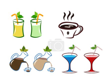 Illustration for Set of restaurant drinks vector illustration clipart - Royalty Free Image