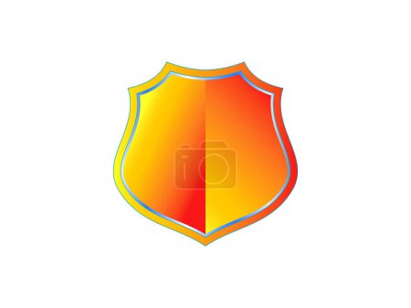 Illustration for Shield logo in orange bright colors, perfect for defence and protection concepts. company logo design template and brand. - Royalty Free Image