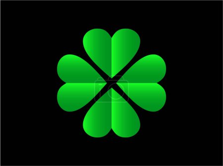 Illustration for Green clover leaf icon on black background, vector illustration - Royalty Free Image