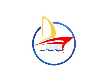 Téléchargez les illustrations : Modèle de conception d'icône de logo de navire. Illustration vectorielle - en licence libre de droit